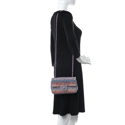Chanel Tweed Quilted Mini Rectangular Flap Blue Pink Orange 2 of 11