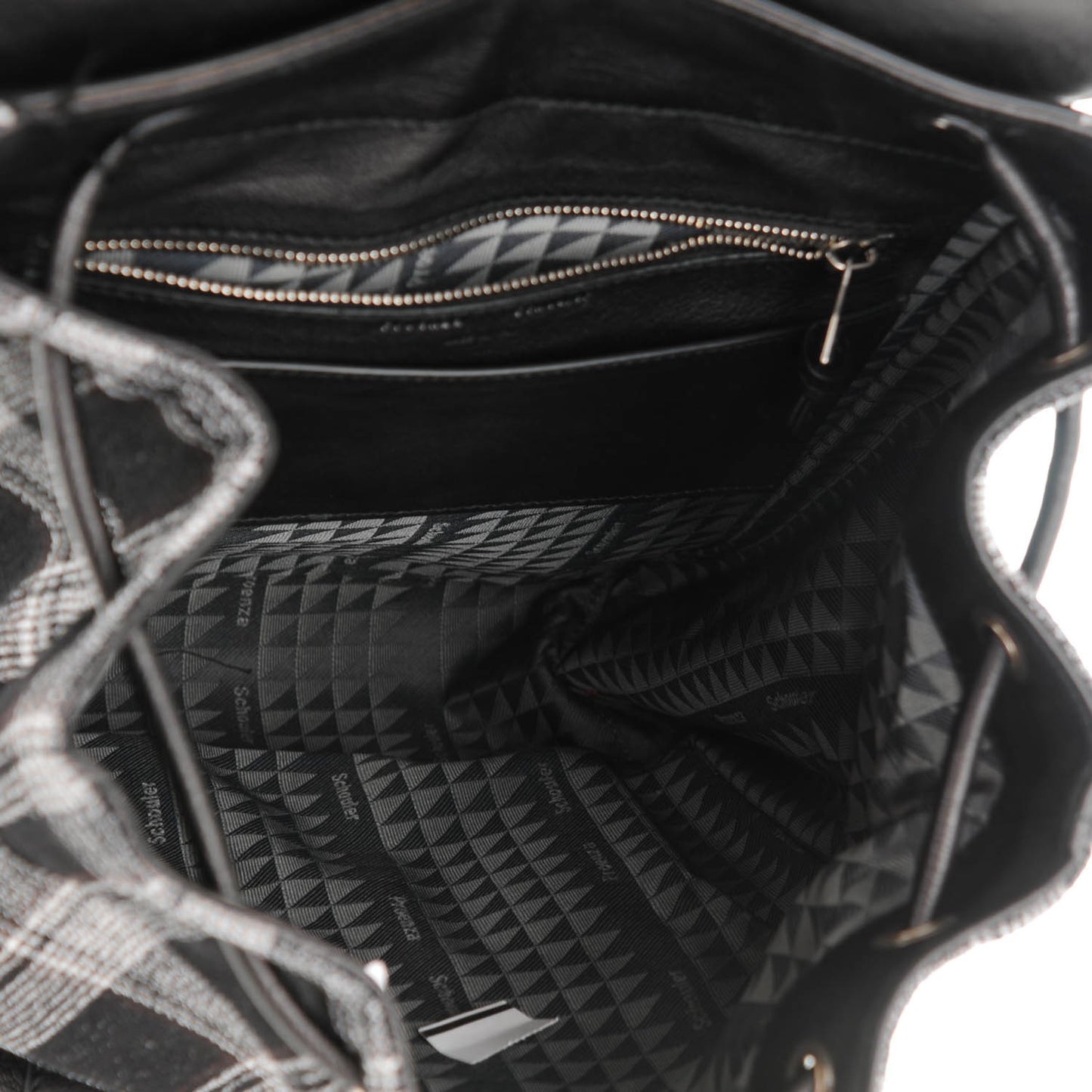 Woven Fabric Plaid Jacquard PS1 Backpack Black White