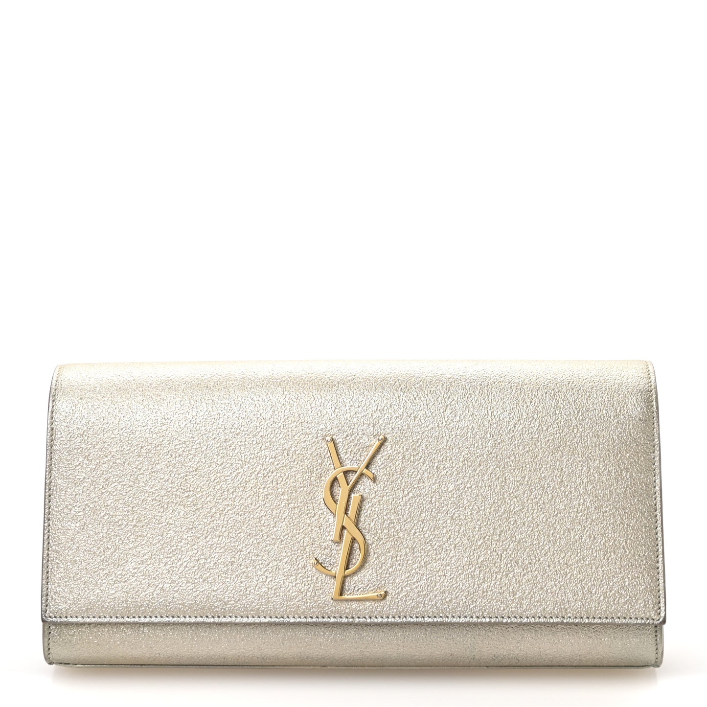 Metallic Textured Calfskin Classic Monogram Cassandre Clutch Pale Gold