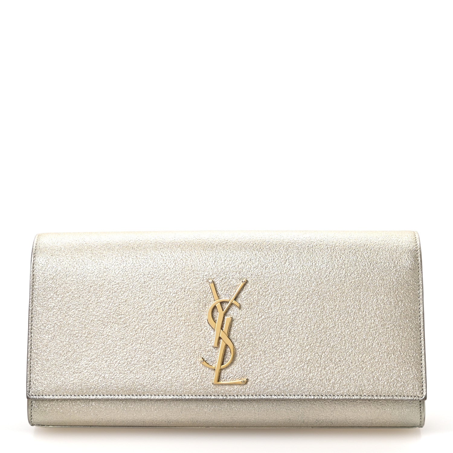 Saint Laurent Metallic Textured Calfskin Classic Monogram Cassandre Clutch Pale Gold 1 of 11