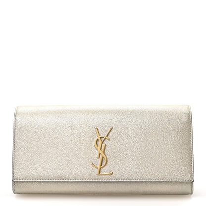 Saint Laurent Metallic Textured Calfskin Classic Monogram Cassandre Clutch Pale Gold 1 of 11