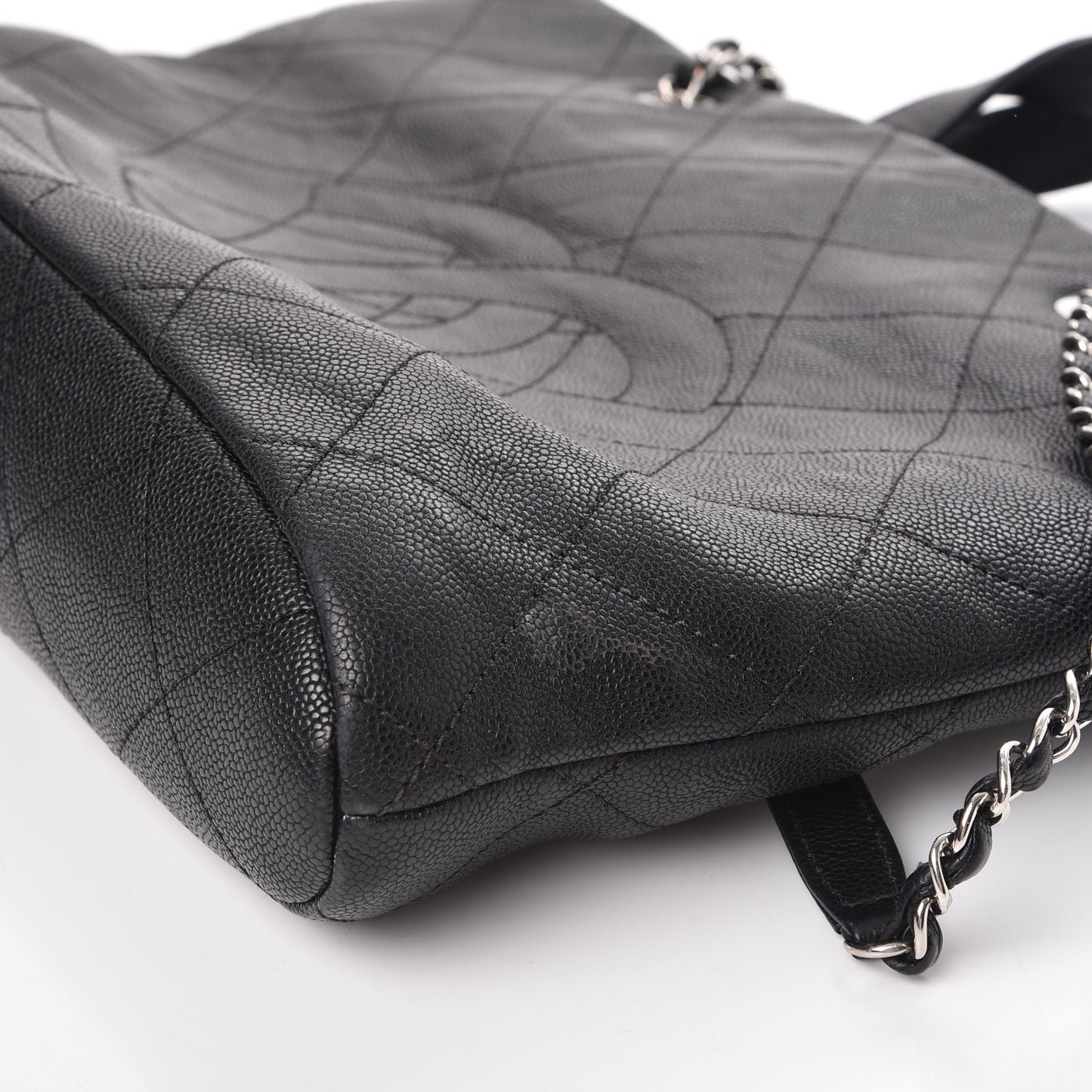 Caviar Quilted Large CC Tote Black