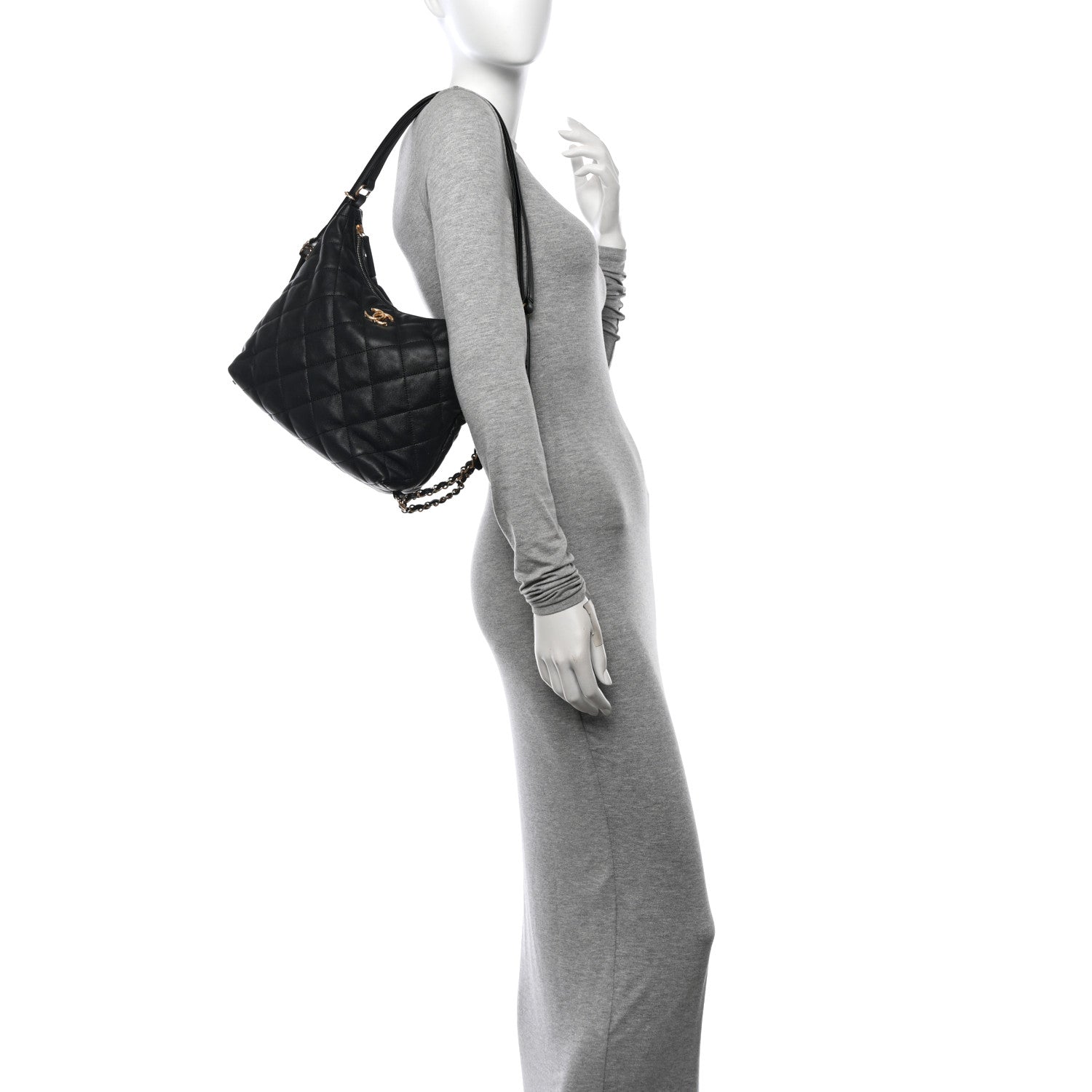 Chanel Lambskin Quilted Maxi Hobo Black 2 of 10