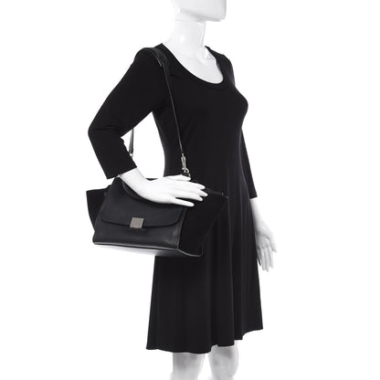Celine Drummed Calfskin Suede Small Trapeze Black 14 of 31