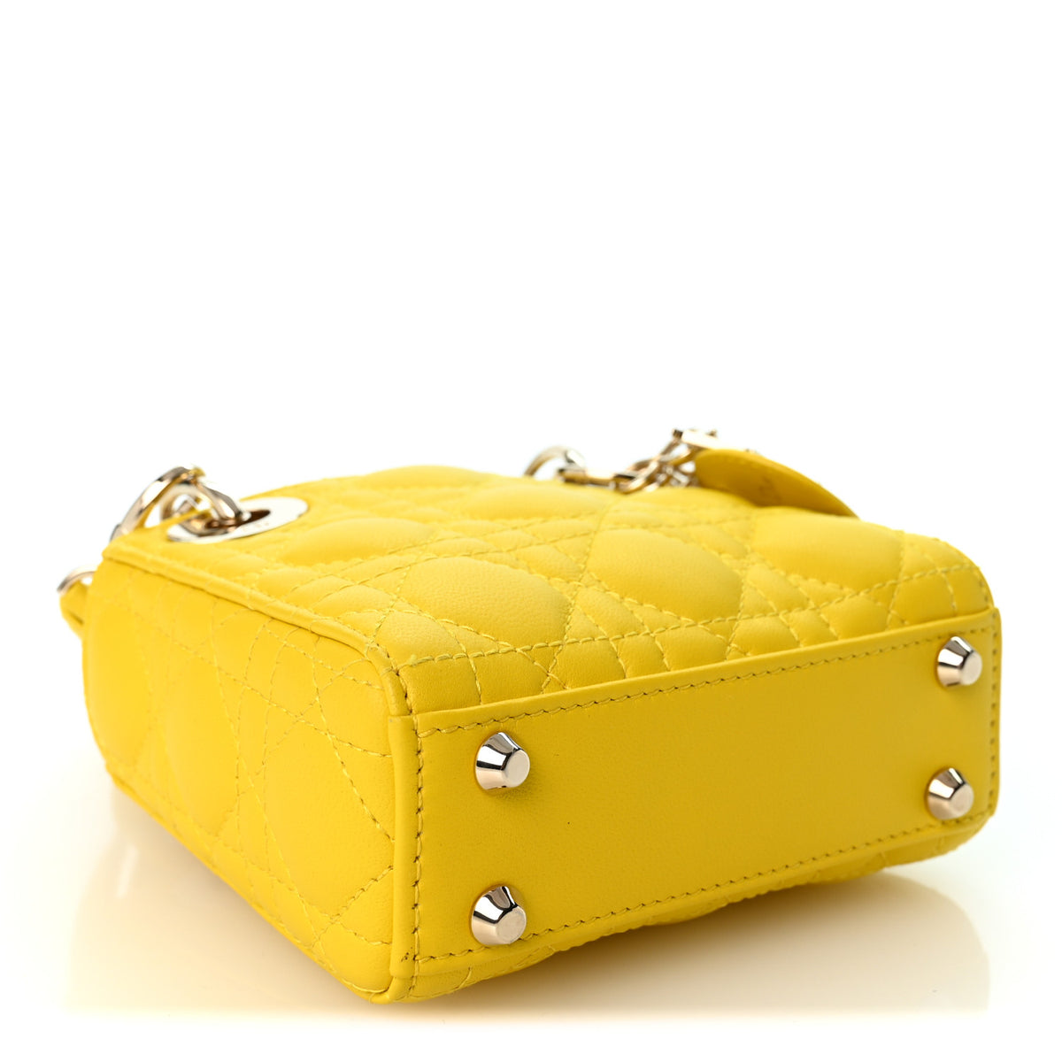 Christian Dior Lambskin Cannage Micro Lady Dior Yellow 4 of 10