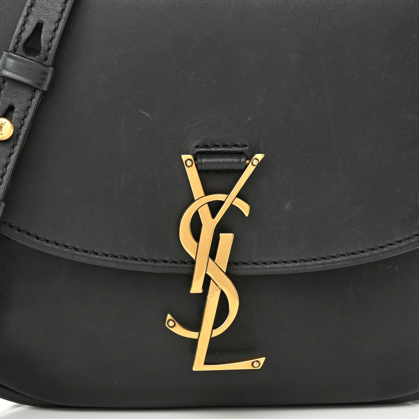 Smooth Calfskin Monogram Medium Kaia Satchel Black