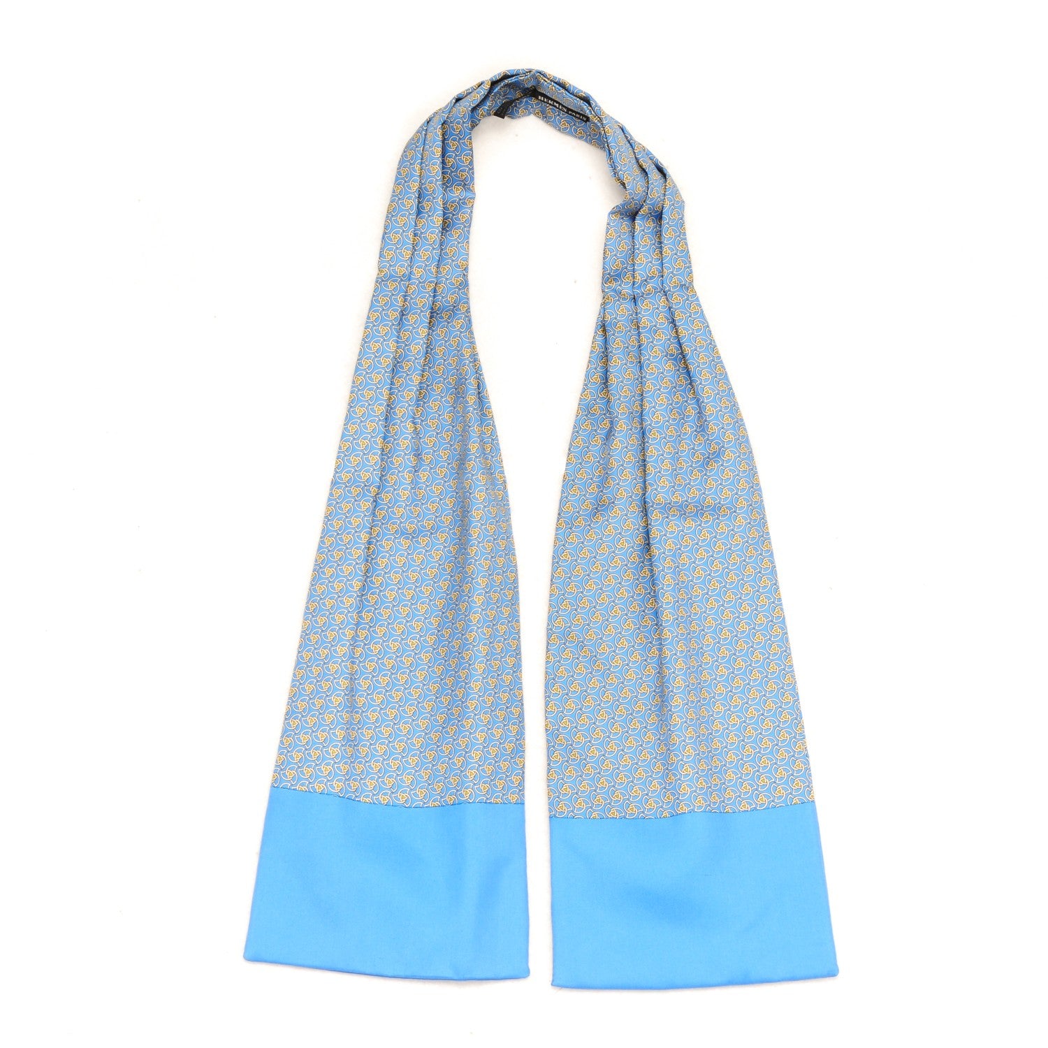 Hermes Printed Silk Mens Ascot Bleu 1 of 3
