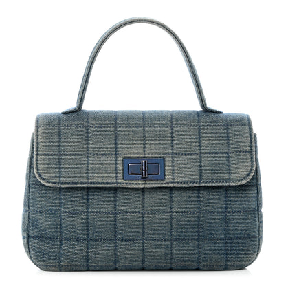 Chanel Denim Quilted Chocolate Bar Mademoiselle Top Handle Bag 1 of 10