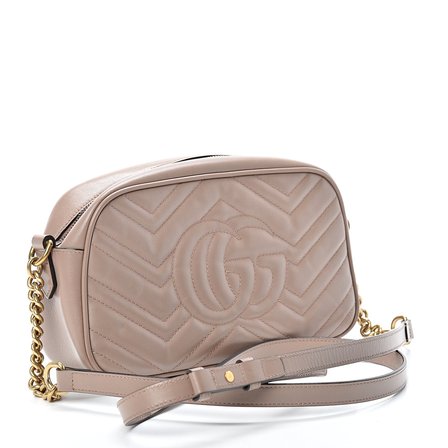 Calfskin Matelasse Small GG Marmont Chain Shoulder Bag Porcelain Rose