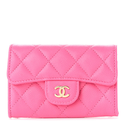 Chanel Caviar Quilted Flap Card Holder Wallet Pink 1 of 9