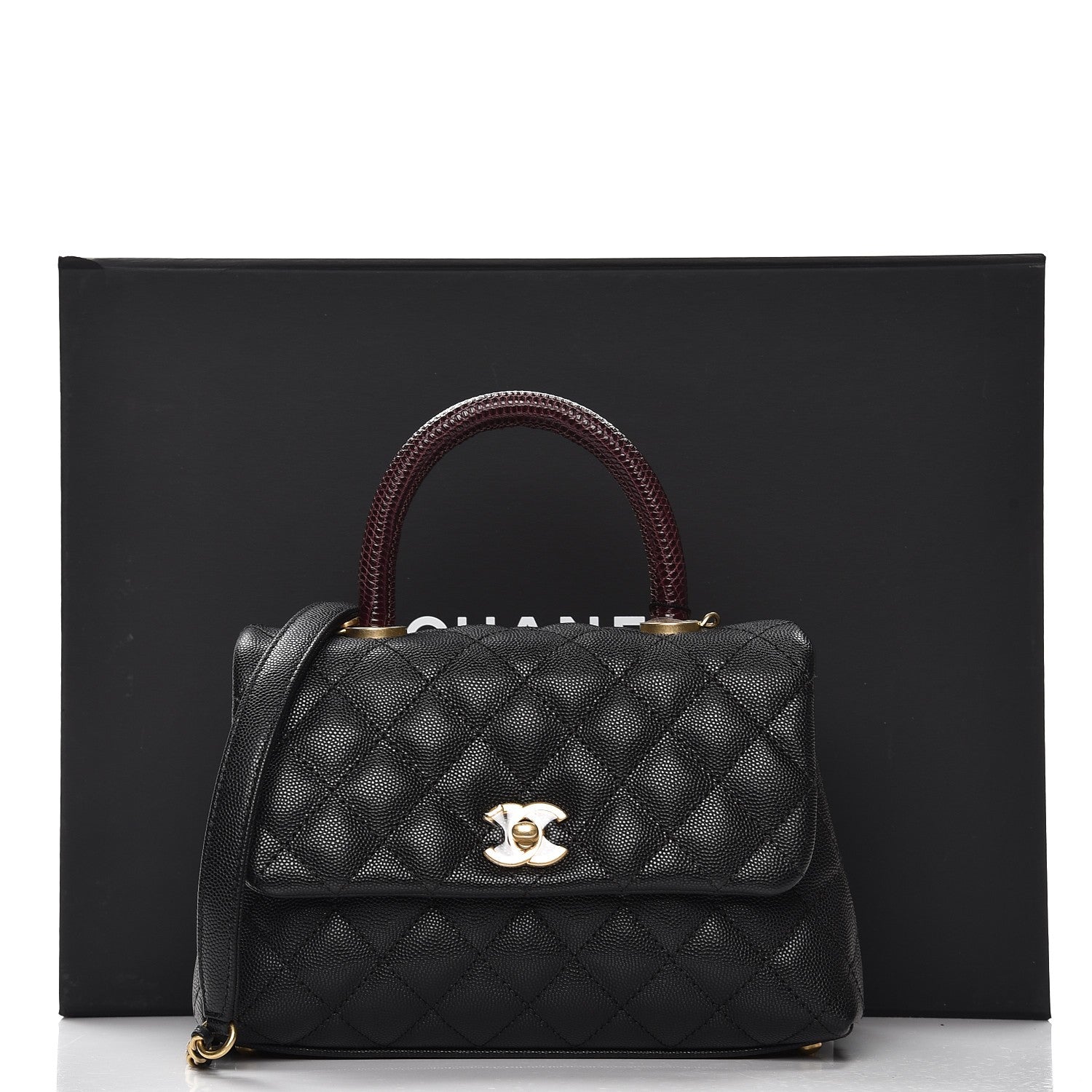 Chanel Caviar Lizard Quilted Mini Coco Handle Flap Black 9 of 9