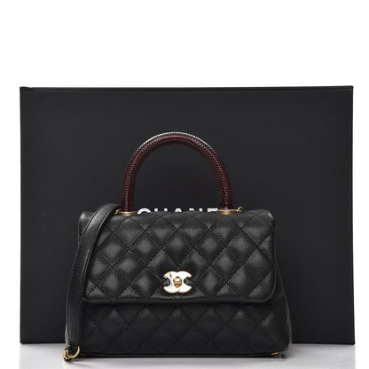Chanel Caviar Lizard Quilted Mini Coco Handle Flap Black 9 of 9