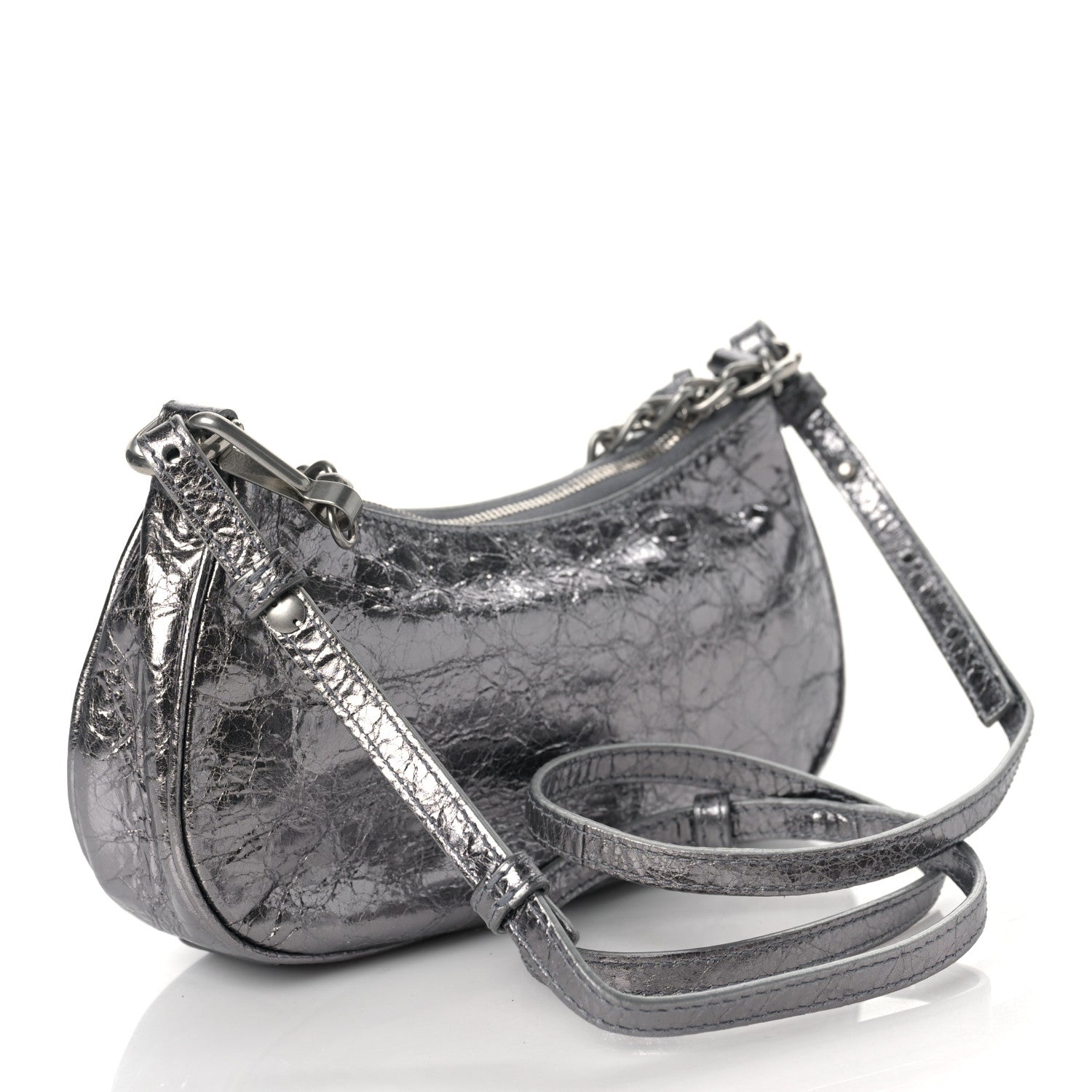 Balenciaga Metallic Agneau Arena Le Cagole Purse With Chain Mini Silver 3 of 8