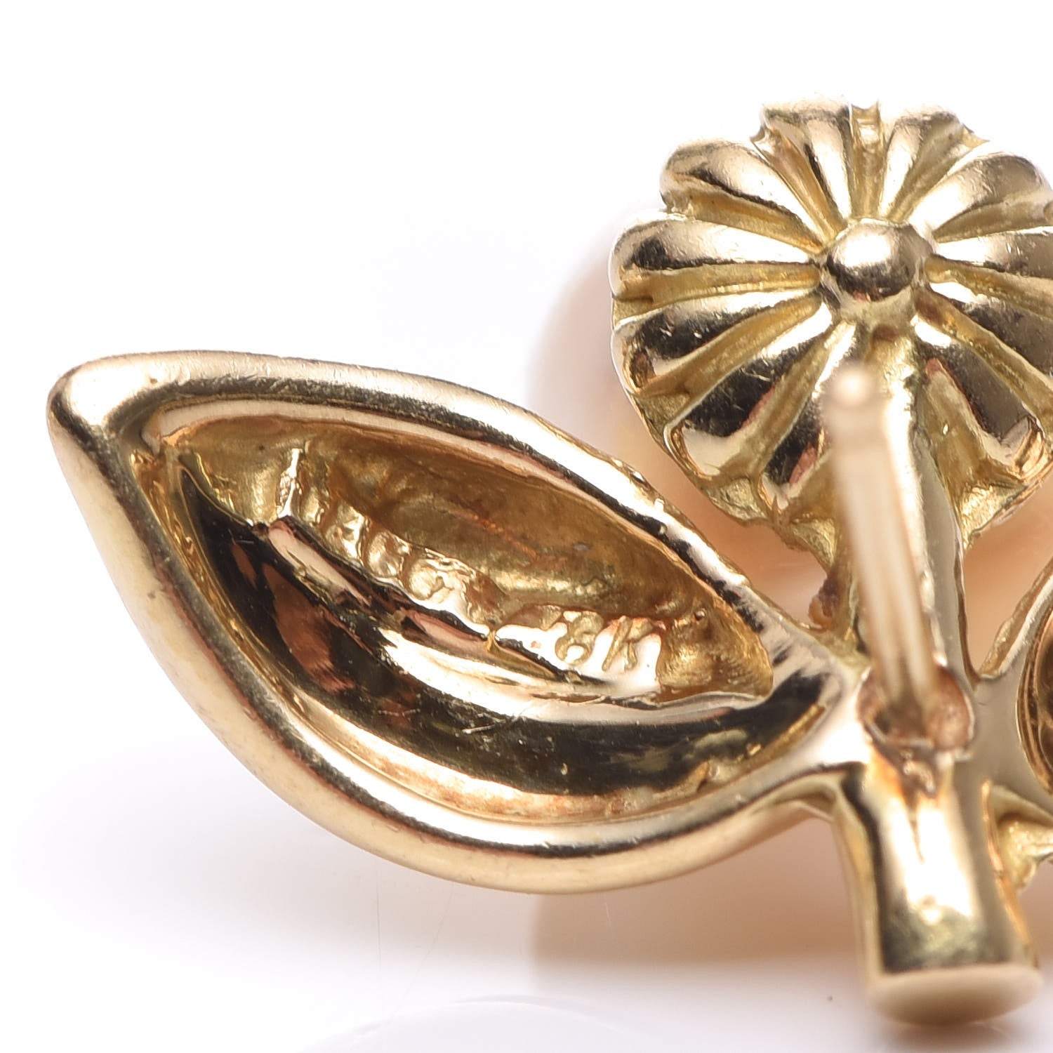 Tiffany 18K Yellow Gold Pearl Flower Earrings 4 of 8