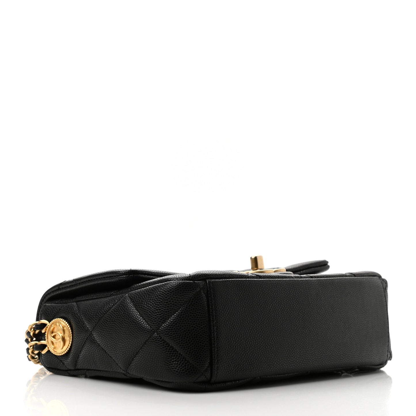 Caviar Quilted Small Twist Your Buttons Flap Black
