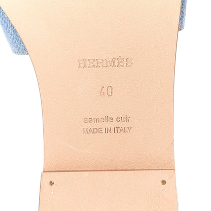 Hermes Denim Canvas Oran Sandals 40 Bleu Clair 12 of 16