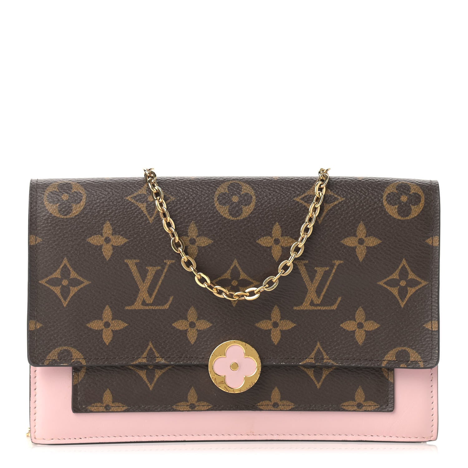 Louis Vuitton Monogram Flore Chain Wallet Rose Ballerine 1 of 13