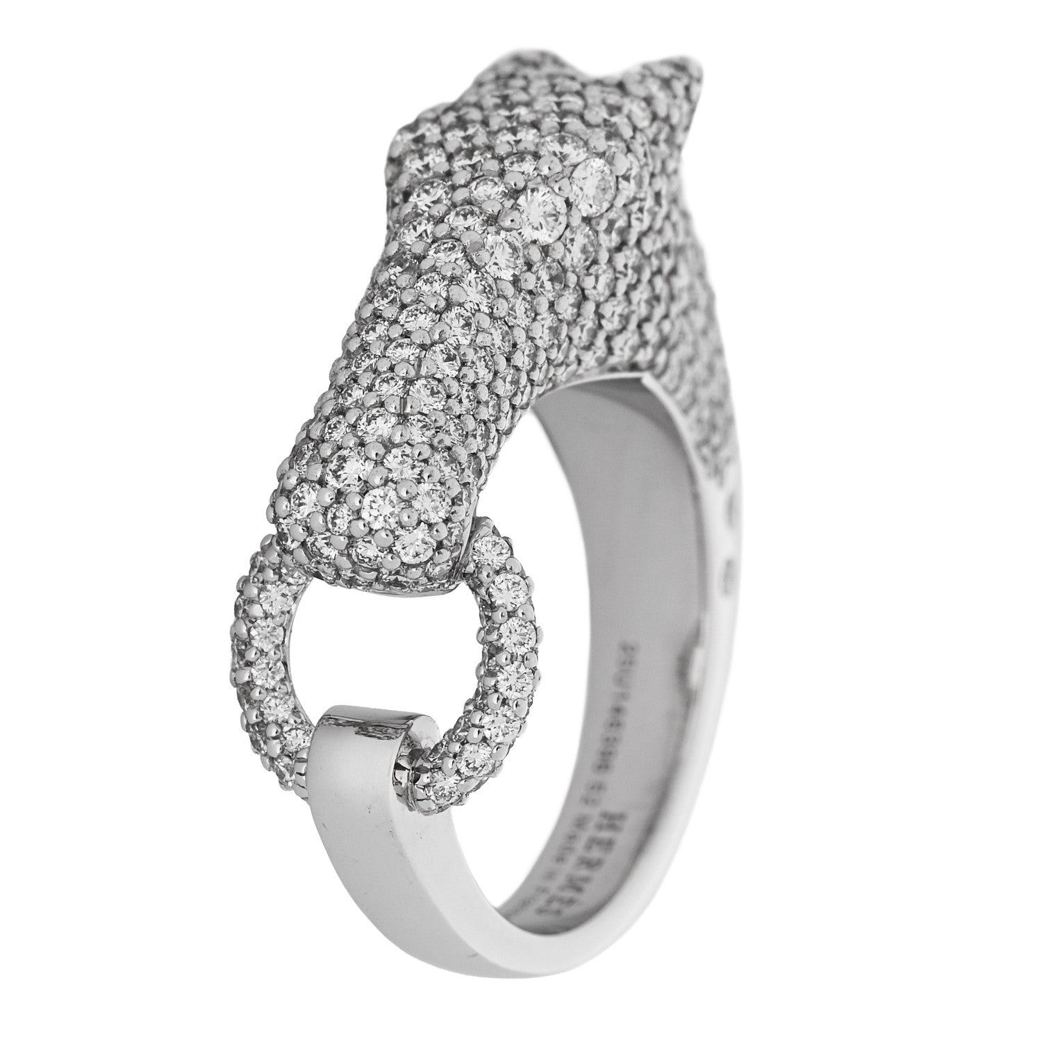 Hermes 18K White Gold Diamond Galop Ring 52 6 1 of 7