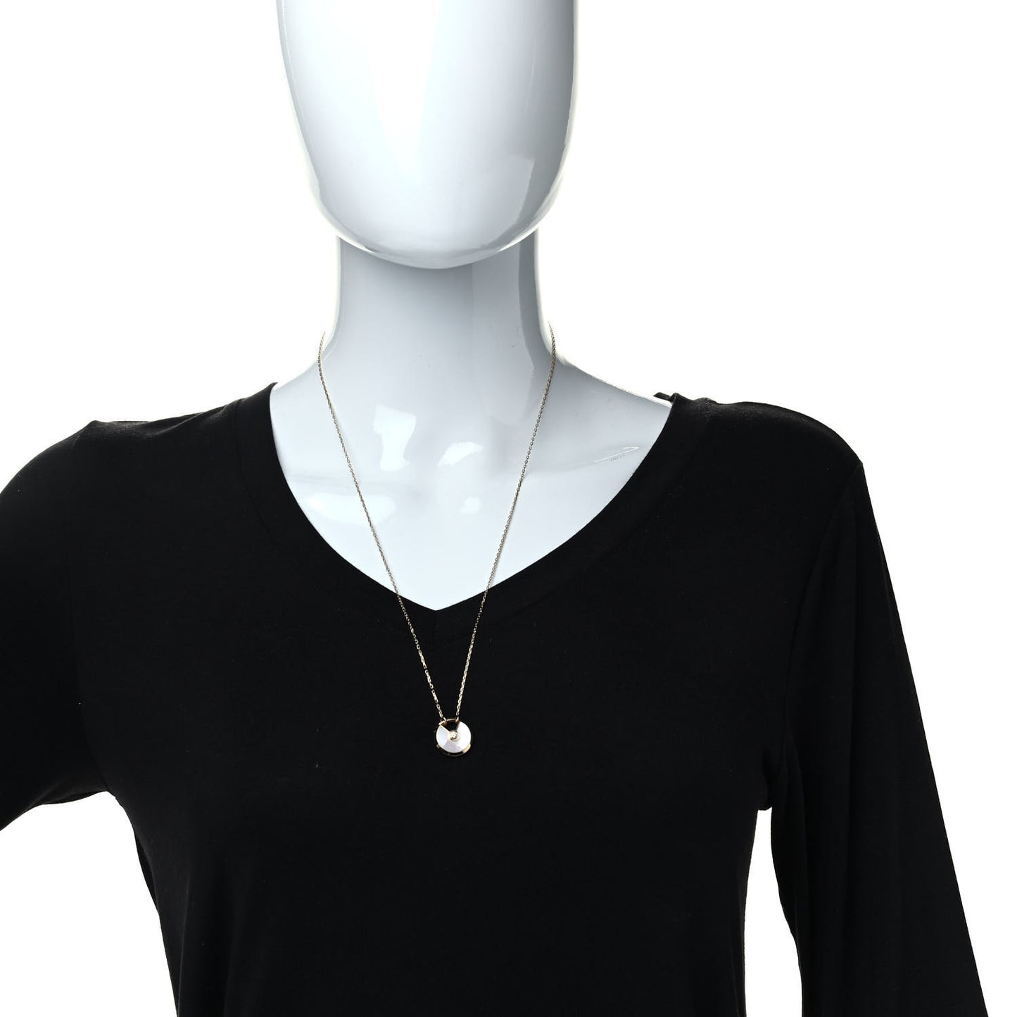 18K Yellow Gold Diamond Mother of Pearl SM Amulette de Cartier Pendant Necklace