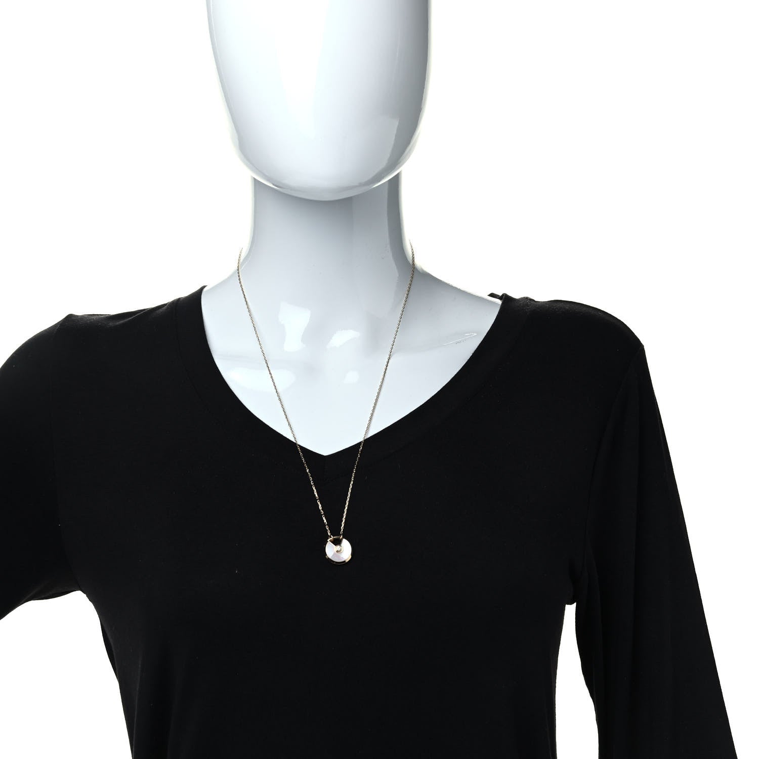 Cartier 18K Yellow Gold Diamond Mother of Pearl SM Amulette de Cartier Pendant Necklace 2 of 7