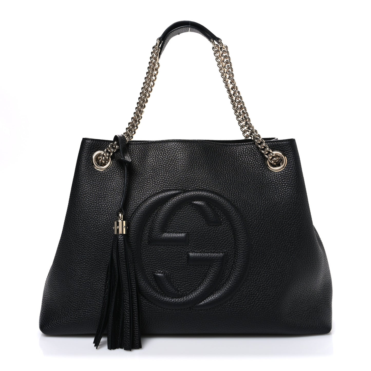 Pebbled Calfskin Medium Soho Chain Shoulder Bag Black