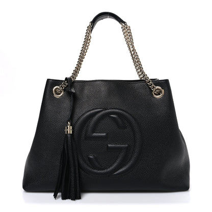 Gucci Pebbled Calfskin Medium Soho Chain Shoulder Bag Black 1 of 10