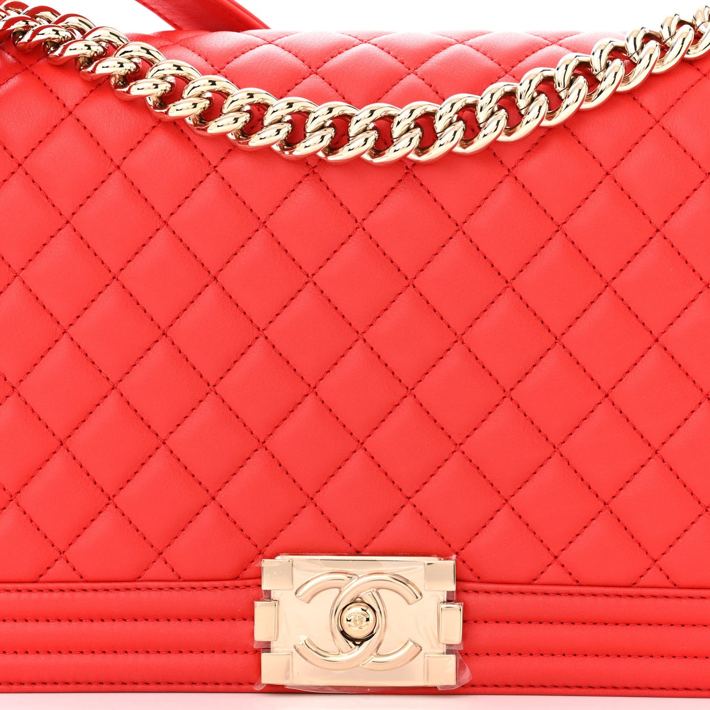 Calfskin Quilted New Medium Boy Flap Red