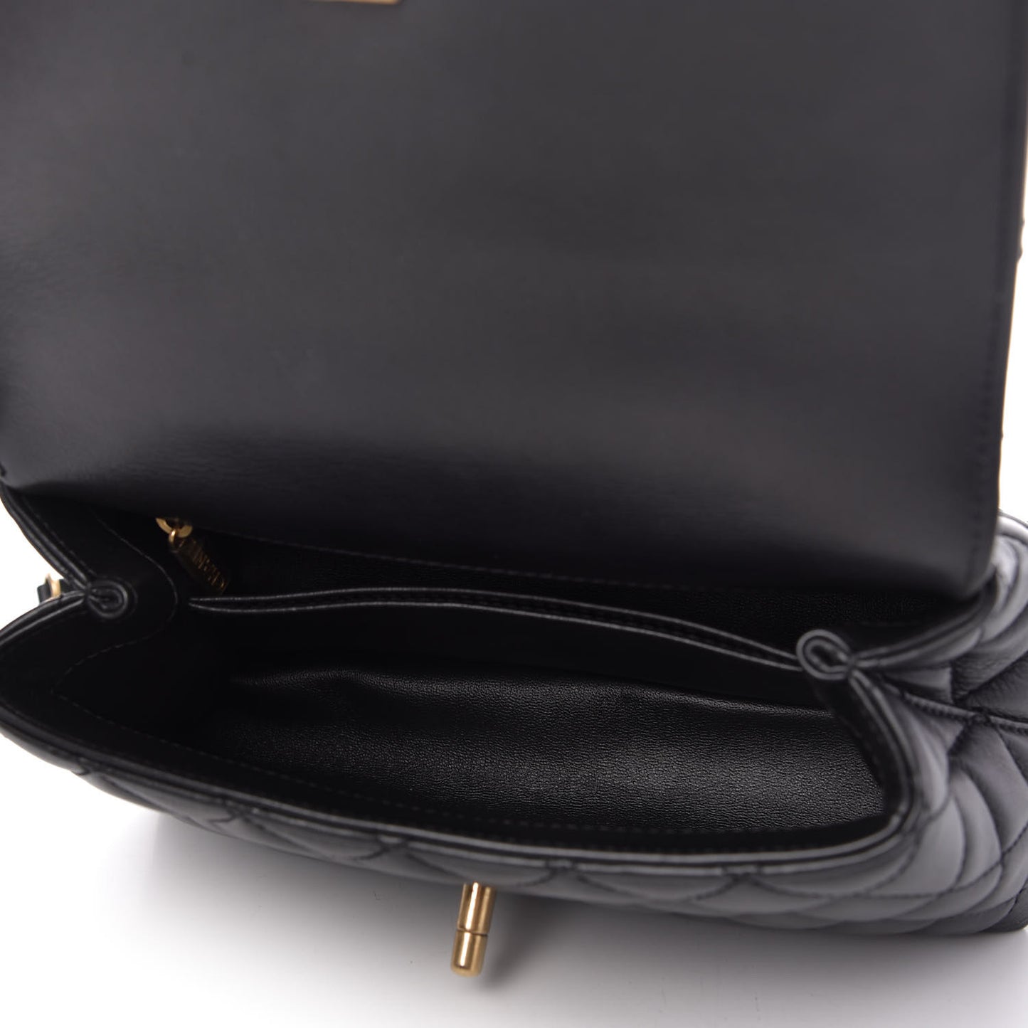 Calfskin Strass Quilted Mini Coco Handle Flap Black