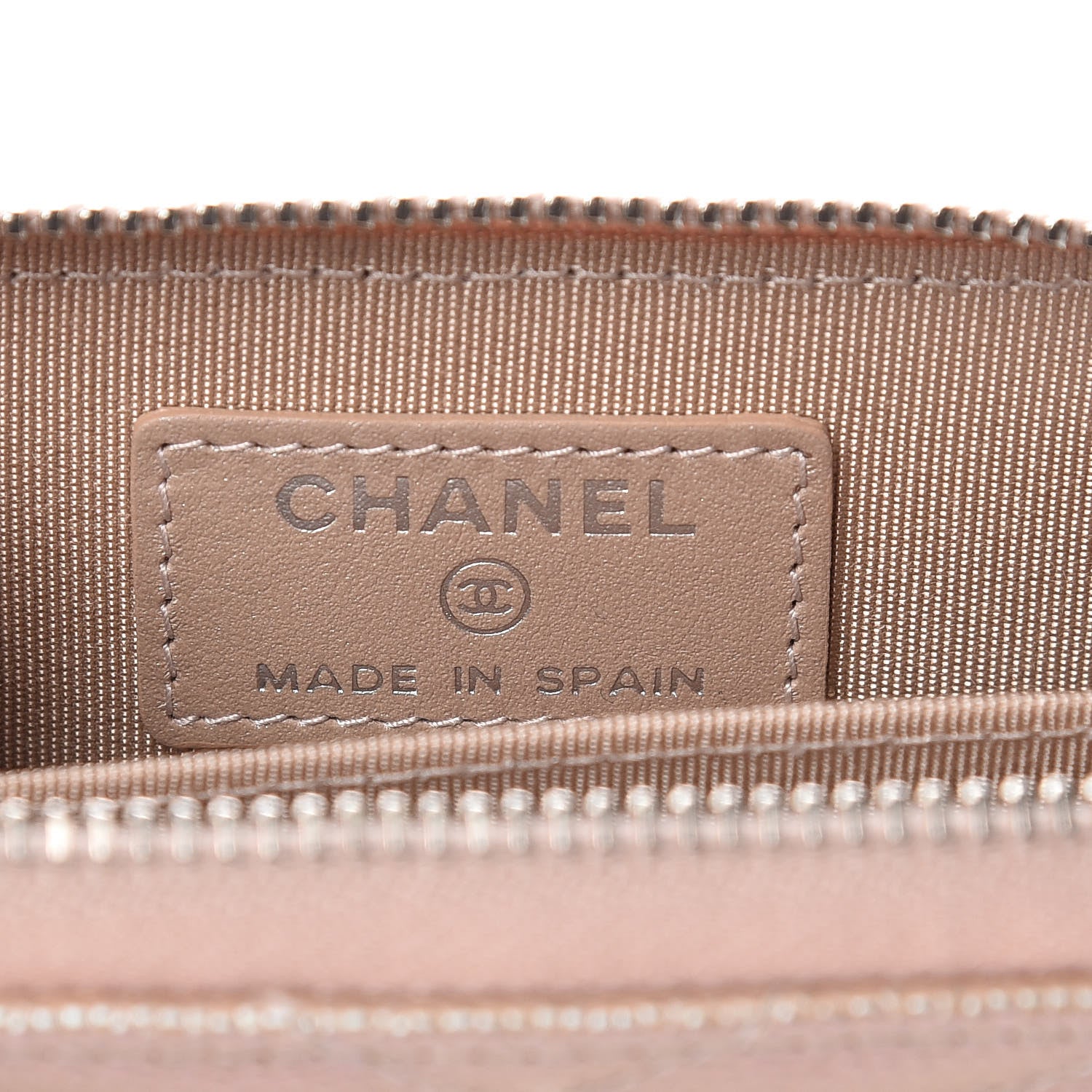Chanel Metallic Caviar Chevron Quilted Zip Around Coin Purse Light Gold 6 of 8