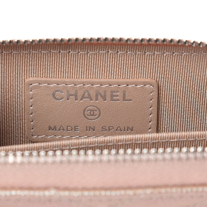 Chanel Metallic Caviar Chevron Quilted Zip Around Coin Purse Light Gold 6 of 8