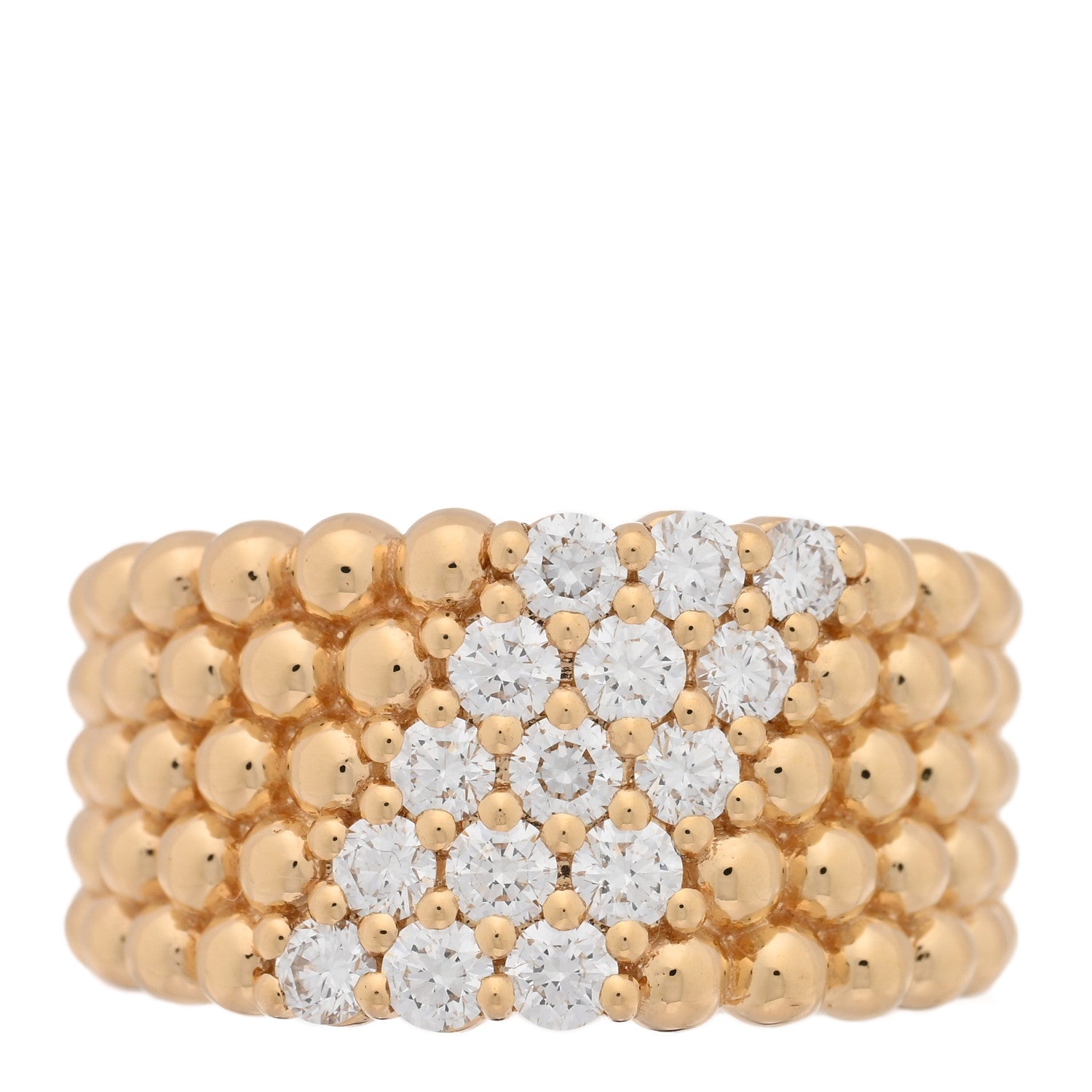Van Cleef & Arpels 18K Yellow Gold Diamond Perlee 5 Rows Ring 49 5 1 of 4