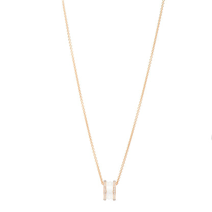 Bulgari 18K Rose Gold White Ceramic Diamond B.Zero1 Pendant Necklace 1 of 4