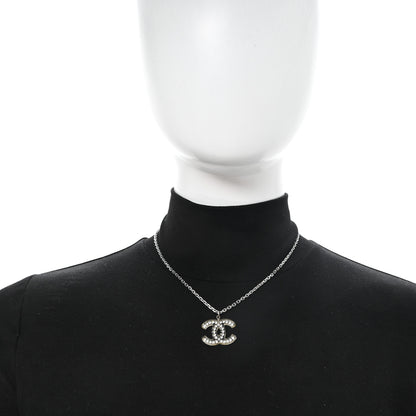 Chanel Crystal CC Necklace Silver 2 of 4