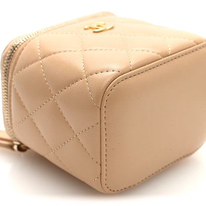 Chanel Lambskin Quilted Pearl Crush Mini Vanity Case With Chain Beige 9 of 10