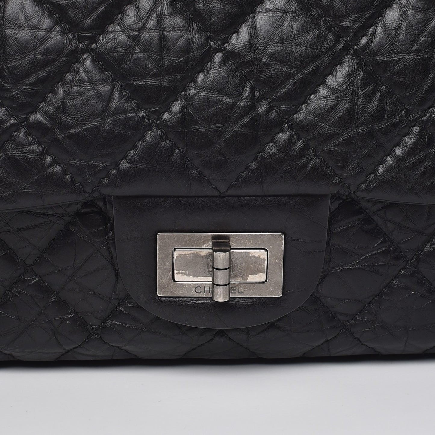 Aged Calfskin Quilted 2.55 Reissue 227 Flap Black