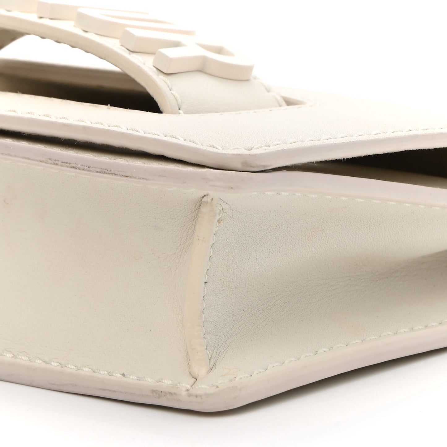 Ultra Matte Calfskin Mini J'Adior Chain Flap Bag White