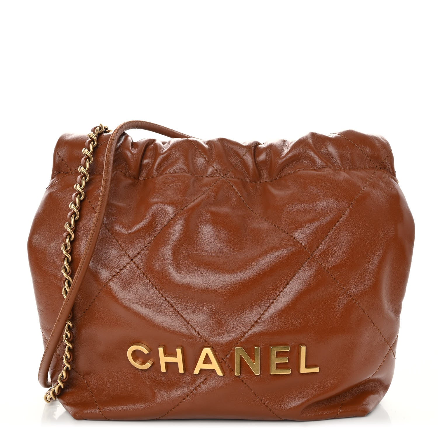 Chanel Shiny Calfskin Quilted Mini Chanel 22 Light Brown 1 of 11