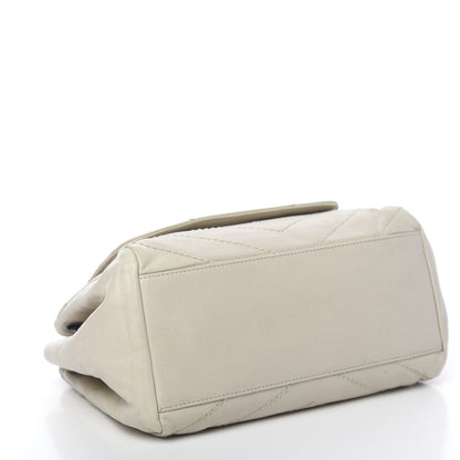 Saint Laurent Pebbled Lambskin Chevron Monogram Small Nolita White Vintage 4 of 12