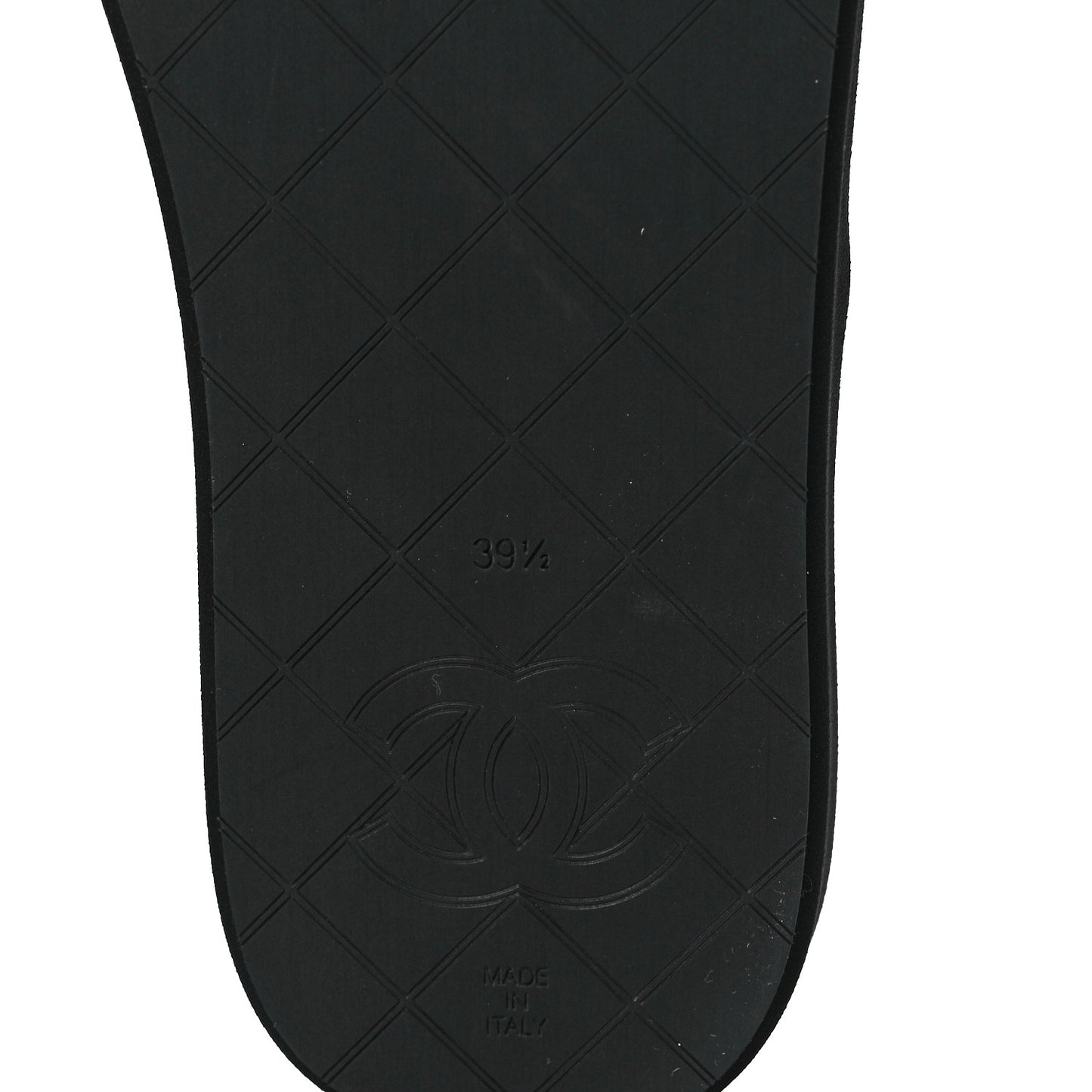 Lambskin Quilted Padded Charms Thong Sandals 39.5 Black