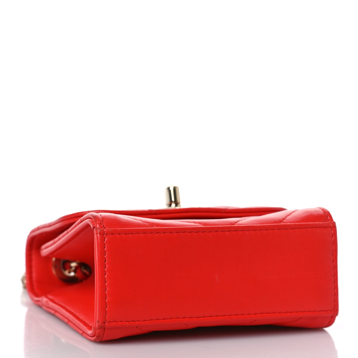 Chanel Lambskin Chevron Quilted Mini Trendy CC Chain Wallet Red 4 of 9