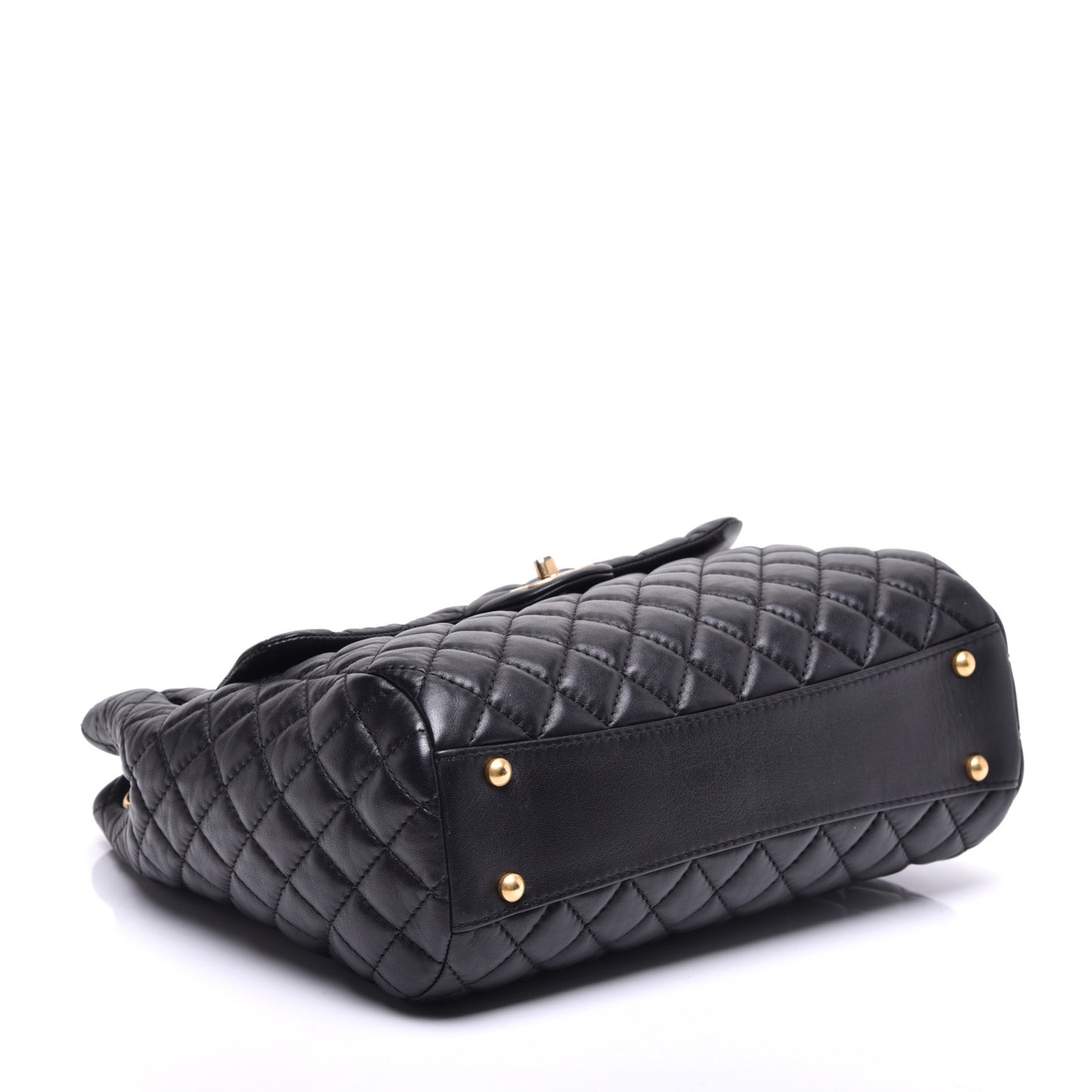 Lambskin Quilted Large Fluffy CC Shopping Tote Black