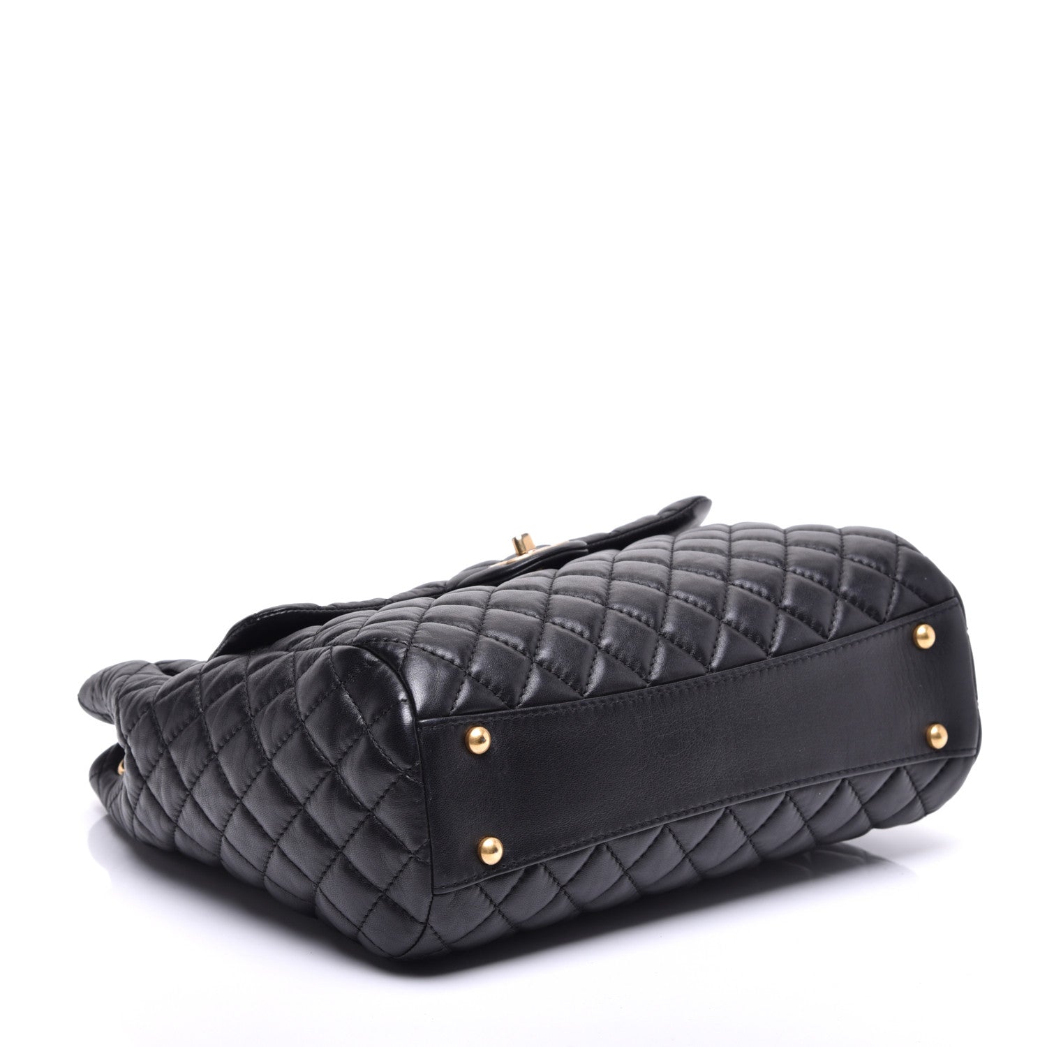 Chanel Lambskin Quilted Large Fluffy CC Shopping Tote Black 4 of 9