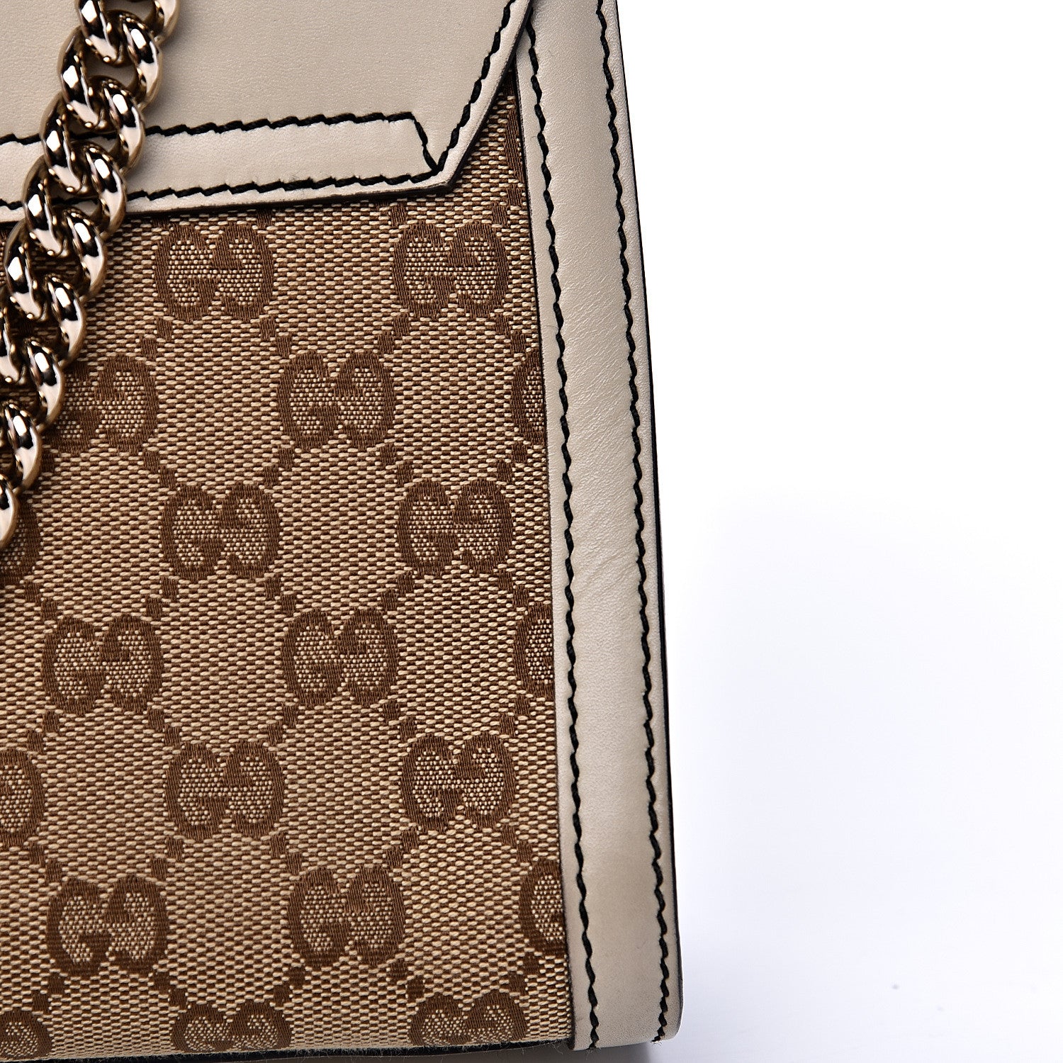 Gucci Monogram Margaux Calfskin Medium Emily Chain Shoulder Bag Beige Ebony Mystic White 11 of 15