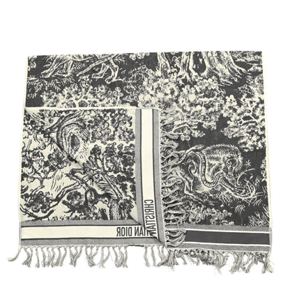 Christian Dior Cotton Toile De Jouy Reverse Towel Grey Ivory 2 of 4