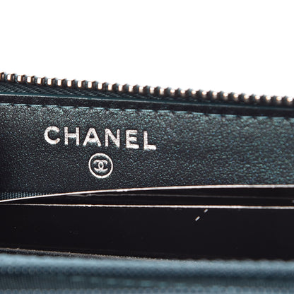 Chanel Iridescent Caviar Quilted Medium Filigree Zip Around Wallet Dark Turquoise 6 of 9