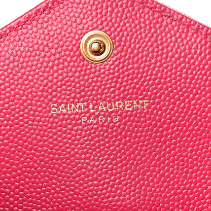 Saint Laurent Grain De Poudre Matelasse Chevron Small Monogram Envelope Wallet Bubblegum 10 of 10