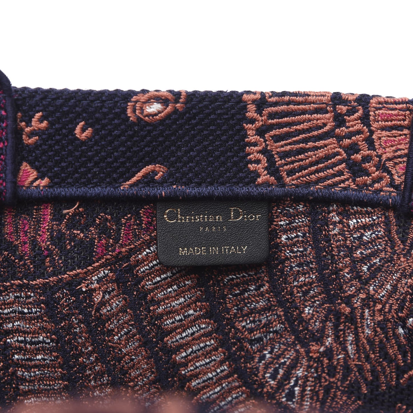 Canvas Embroidered Dior Animals Tiger Book Tote Deep Blue Fuchsia