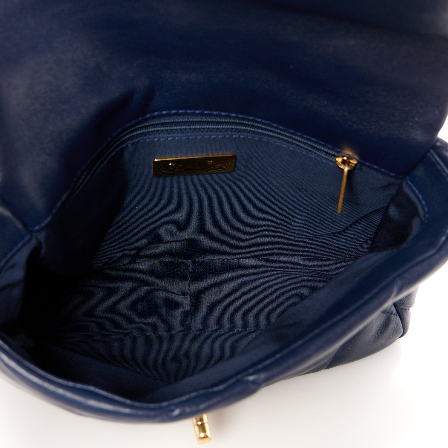 Chanel Goatskin Quilted Medium Chanel 19 Flap Navy Blue 1651405