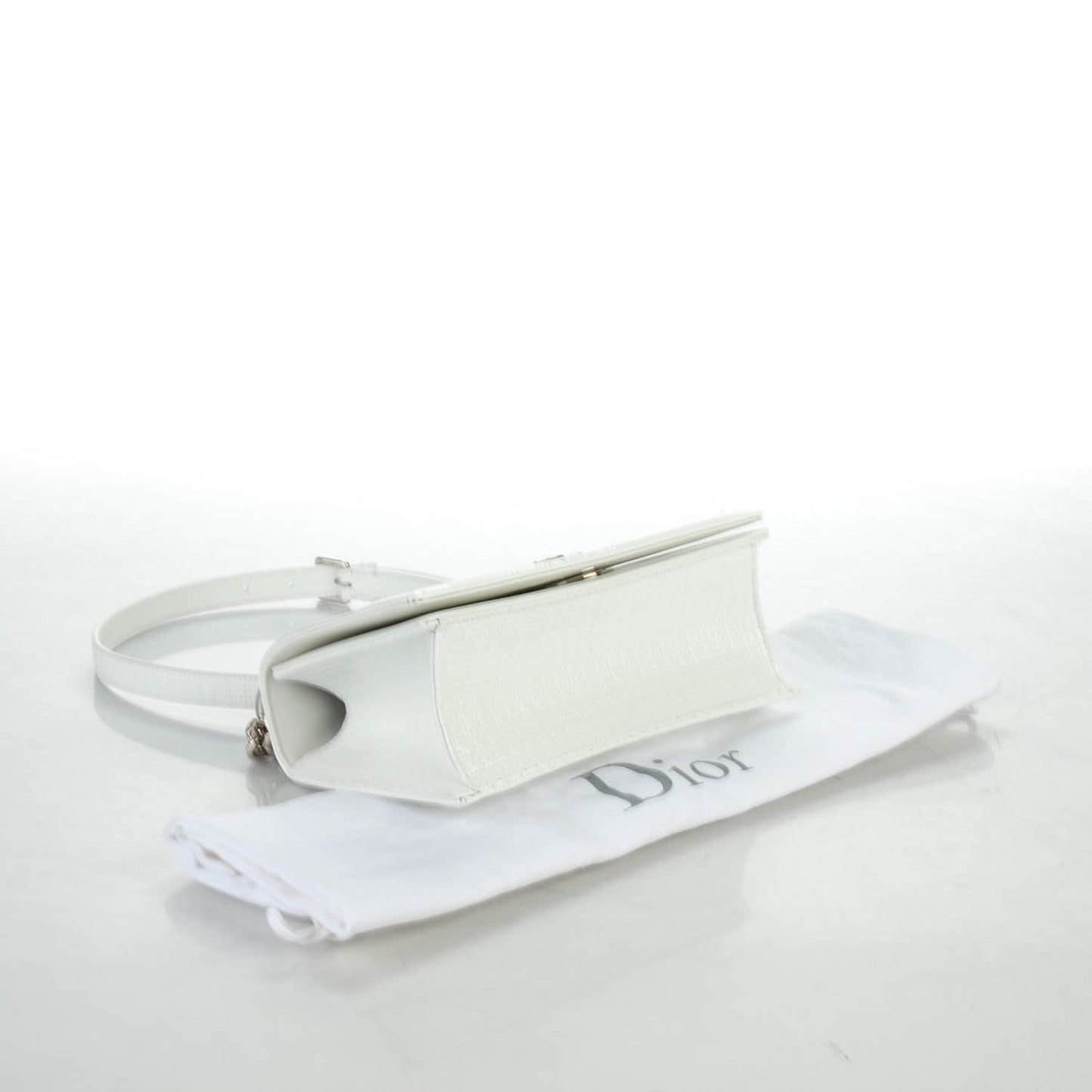Patent Micro-Cannage Small Diorama Flap Bag White