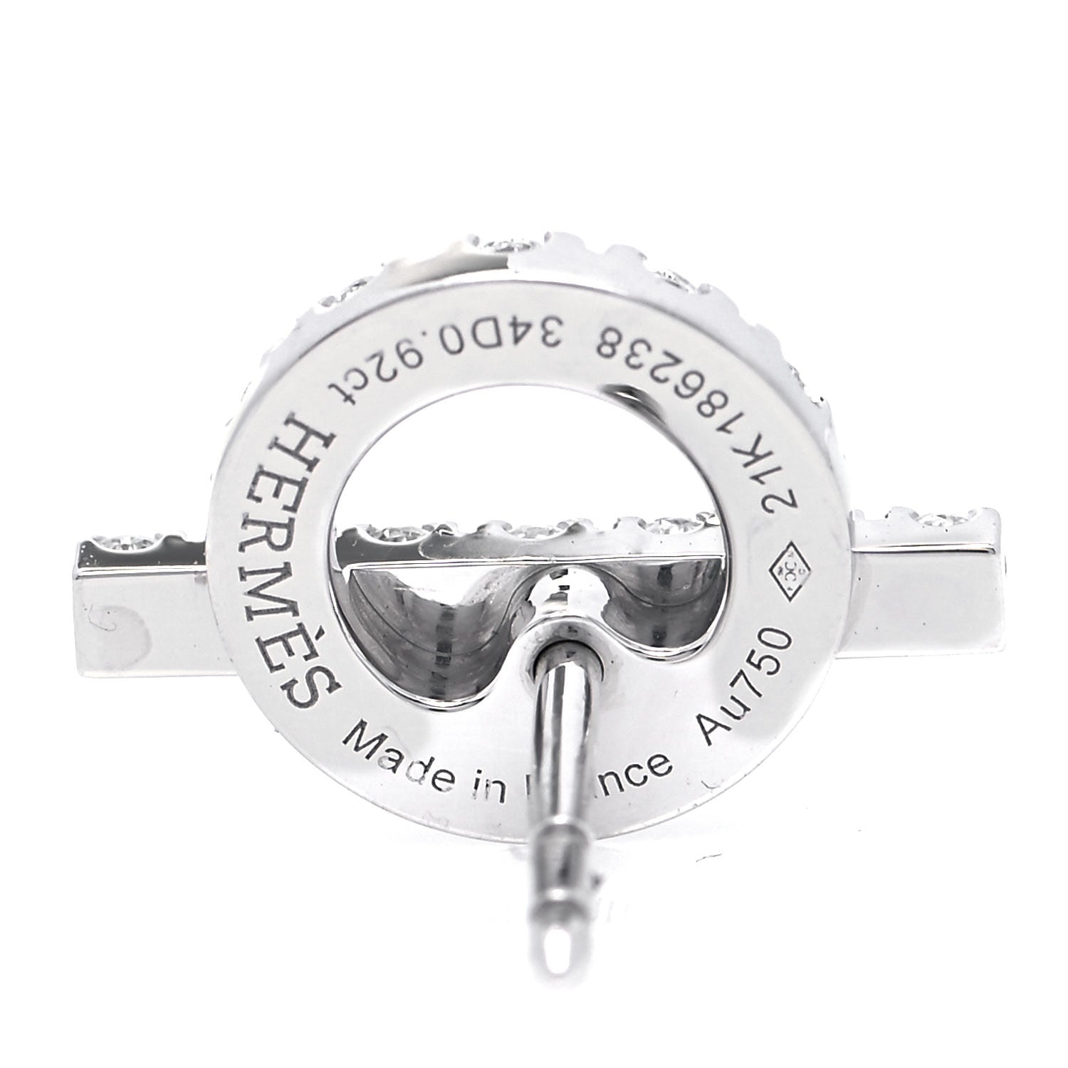 Hermes 18K White Gold Diamond Finesse Earrings 5 of 6